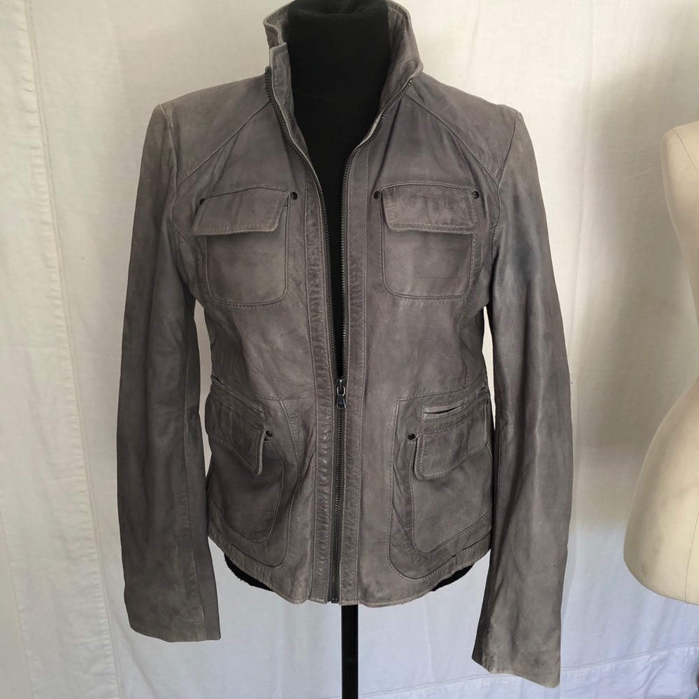 Kenneth Cole New York Grey Leather Jacket size M